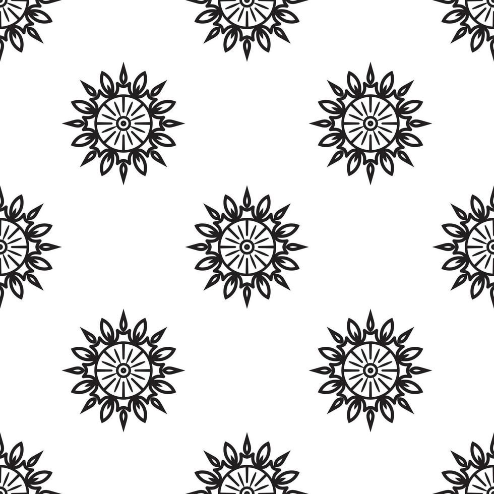 Simple mandala Black and white Seamless Pattern. can be used for wallpaper, pattern fills, coloring books, and pages for kids and adults. vector