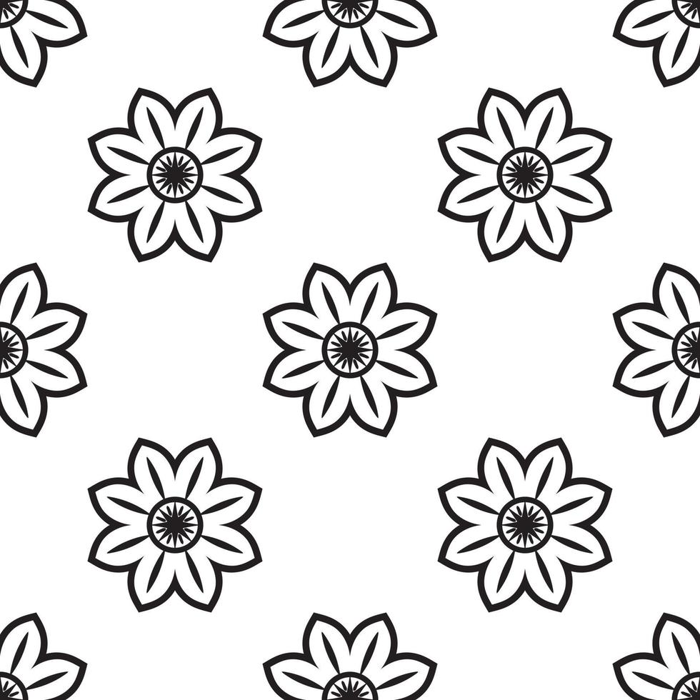 Mandala patterns Black and white Seamless Pattern. can be used for wallpaper, pattern fills, coloring books, and pages for kids and adults. vector