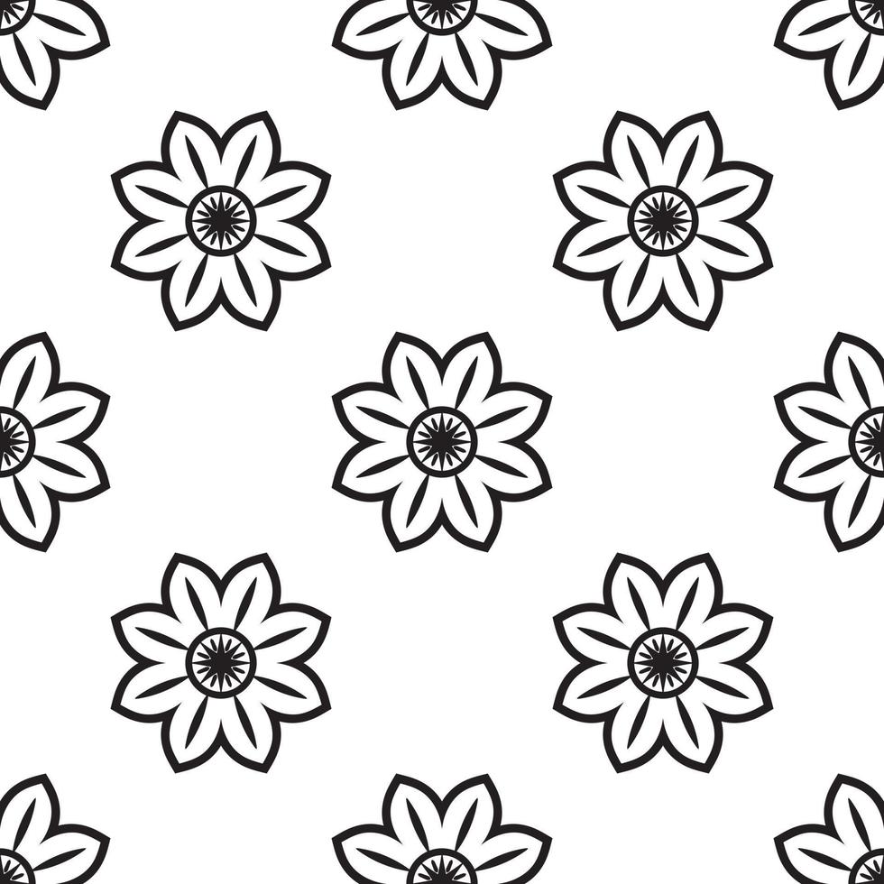 patrones de mandala patrón transparente en blanco y negro. se puede usar para papel tapiz, rellenos de patrones, libros para colorear y páginas para niños y adultos. vector