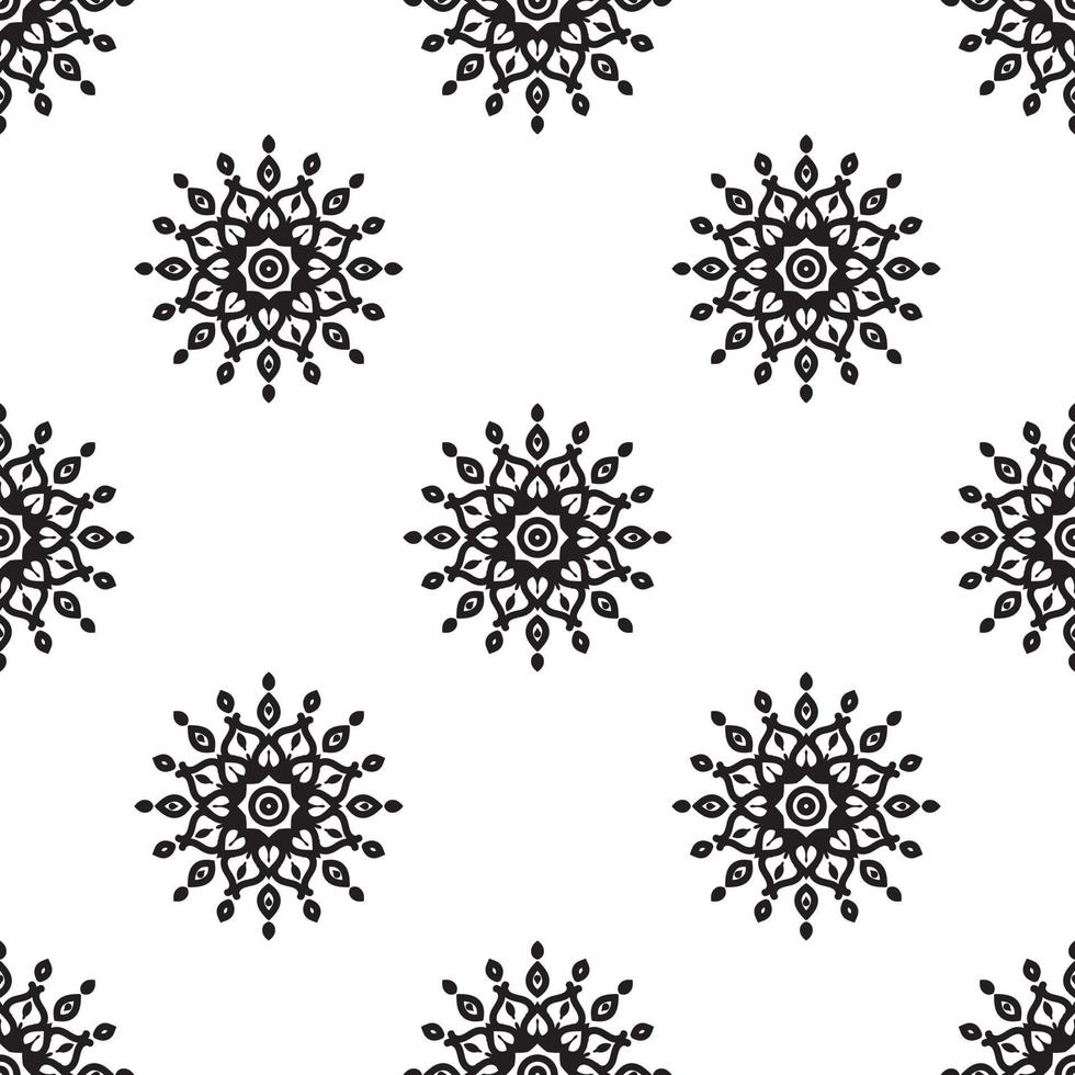 Flower Mandala art Black and white Seamless Pattern. can be used for wallpaper, pattern fills, coloring books, and pages for kids and adults. vector