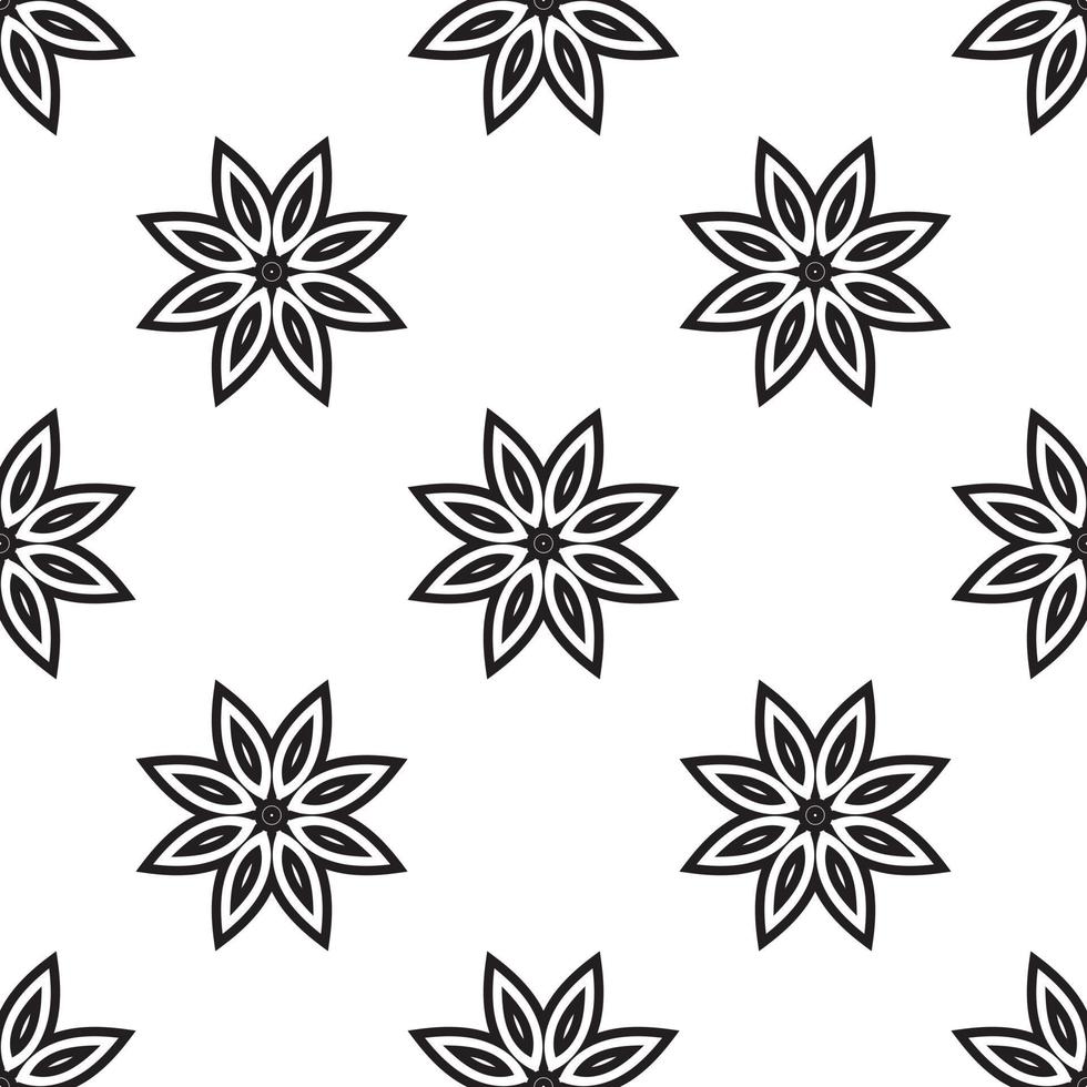 mandala simple patrón sin costuras en blanco y negro. fondo retro monocromático inspirado en el arte tradicional vector