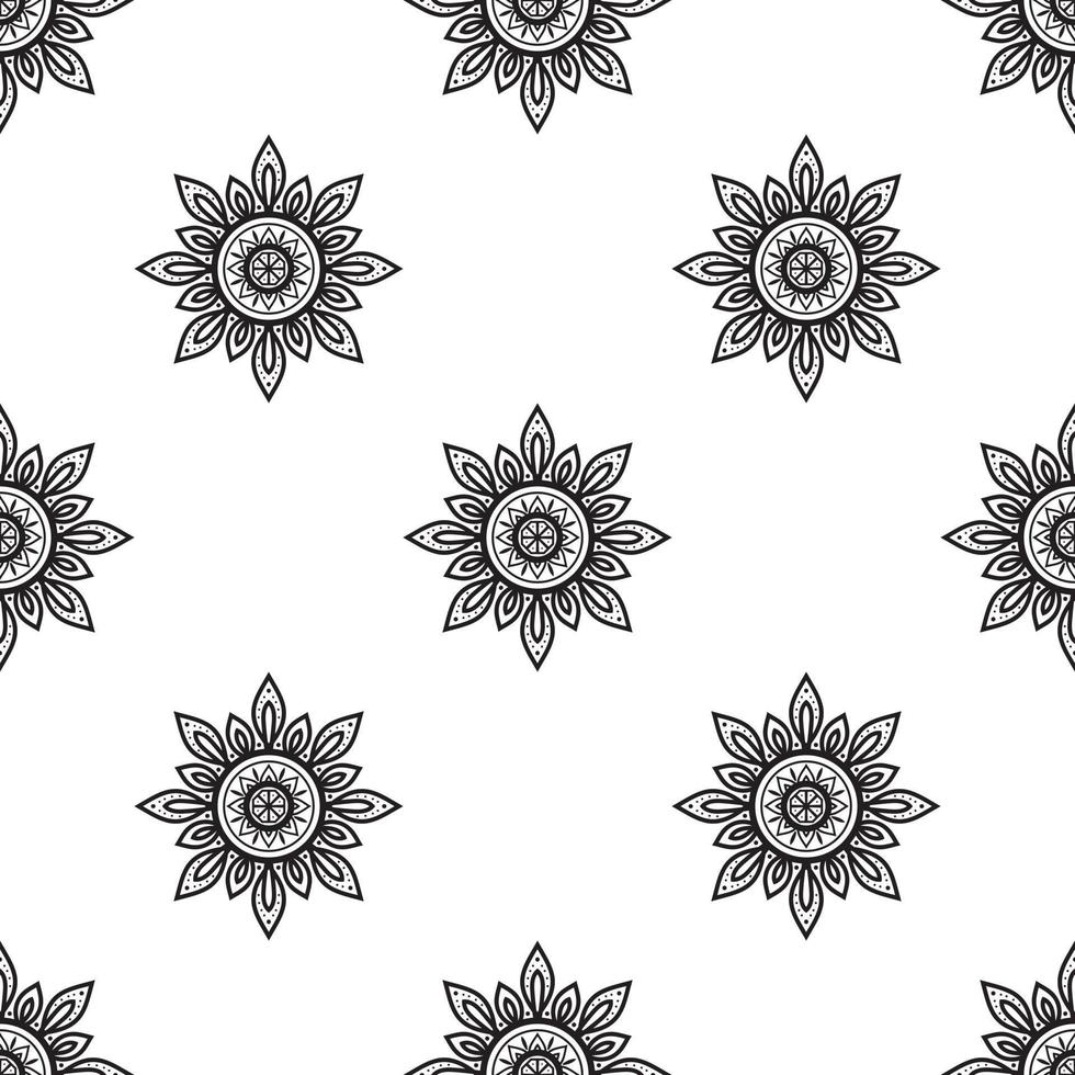 mandala blanco y negro de patrones sin fisuras. textura étnica dibujada a mano. ilustración vectorial en tonos monocromáticos. vector