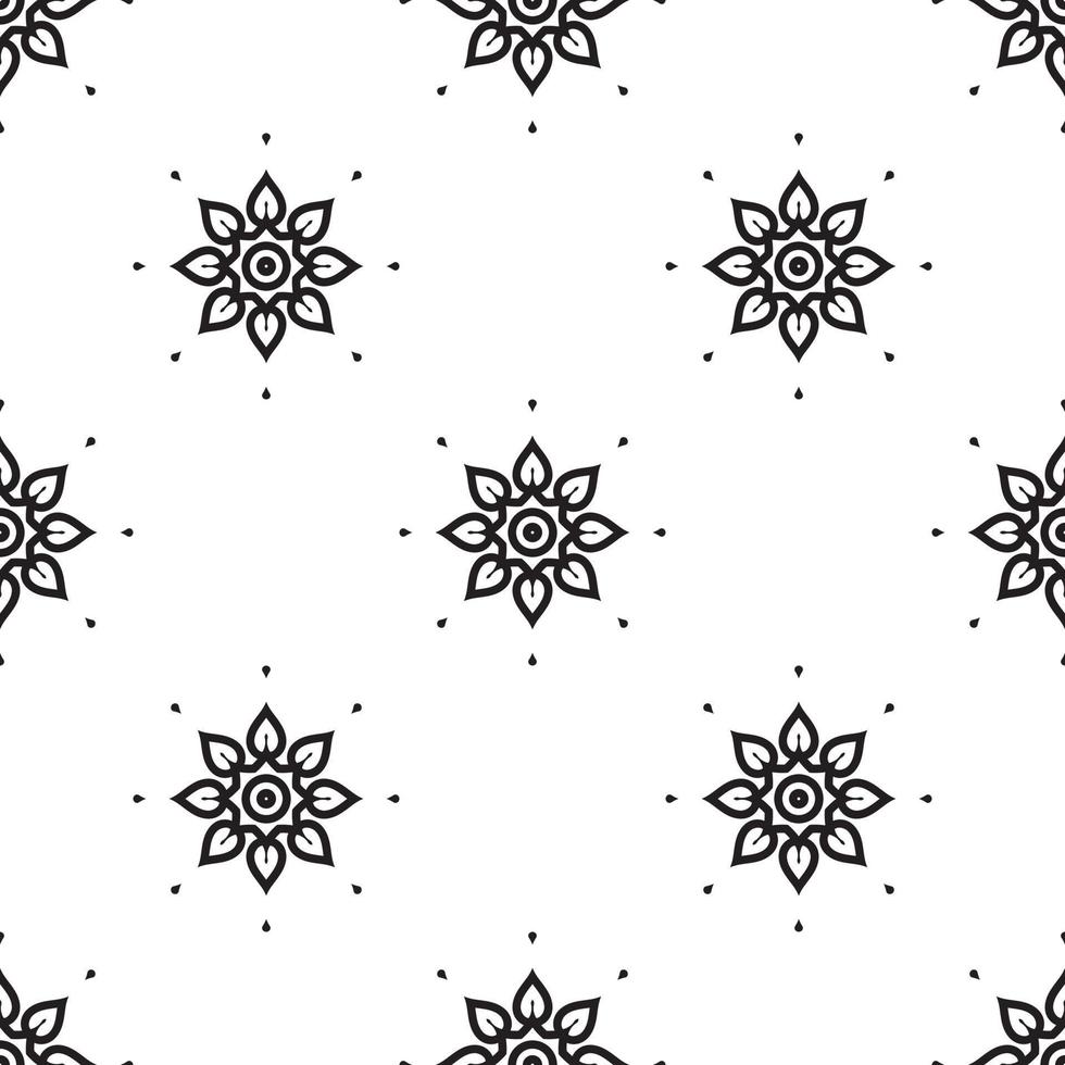 Mandala images Black and white Seamless Pattern. can be used for wallpaper, pattern fills, coloring books and pages for kids and adults. Black and white. vector