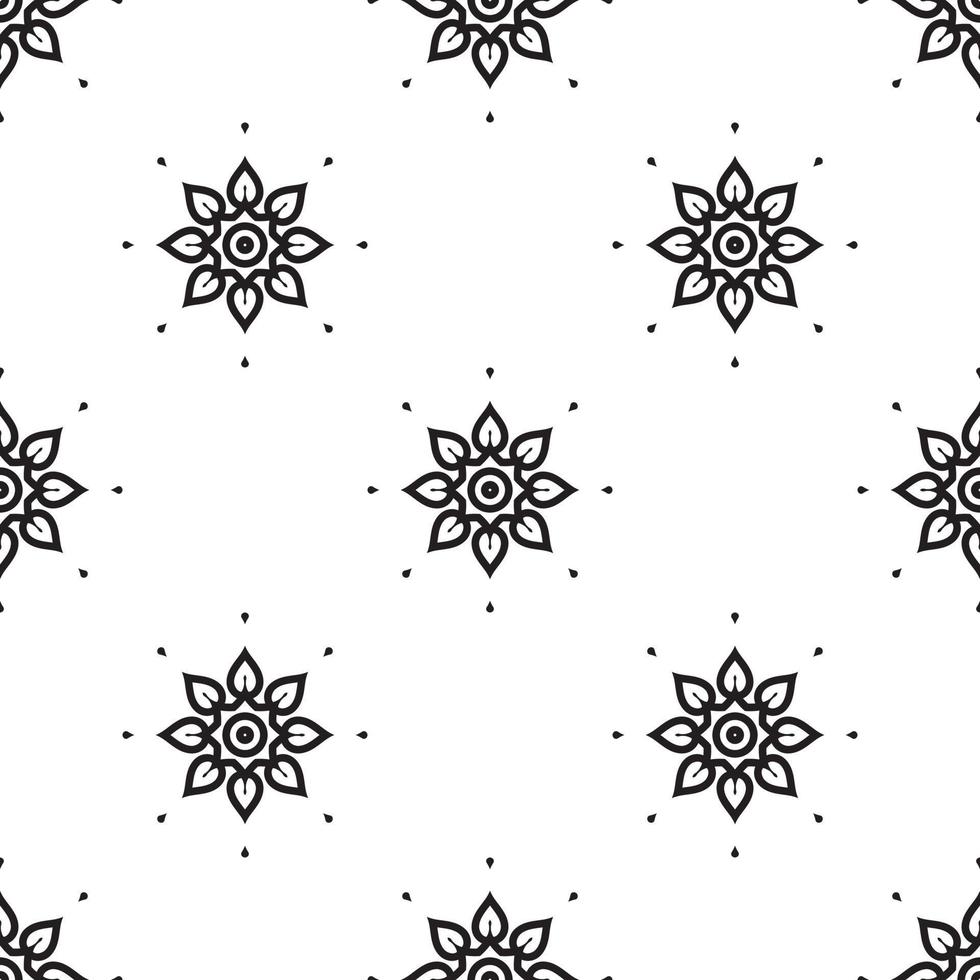 Mandala images Black and white Seamless Pattern. can be used for wallpaper, pattern fills, coloring books and pages for kids and adults. Black and white. vector