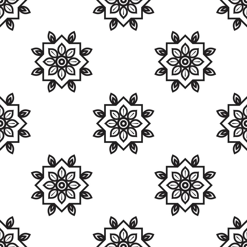 Mandala images Black and white Seamless Pattern. can be used for wallpaper, pattern fills, coloring books, and pages for kids and adults. vector