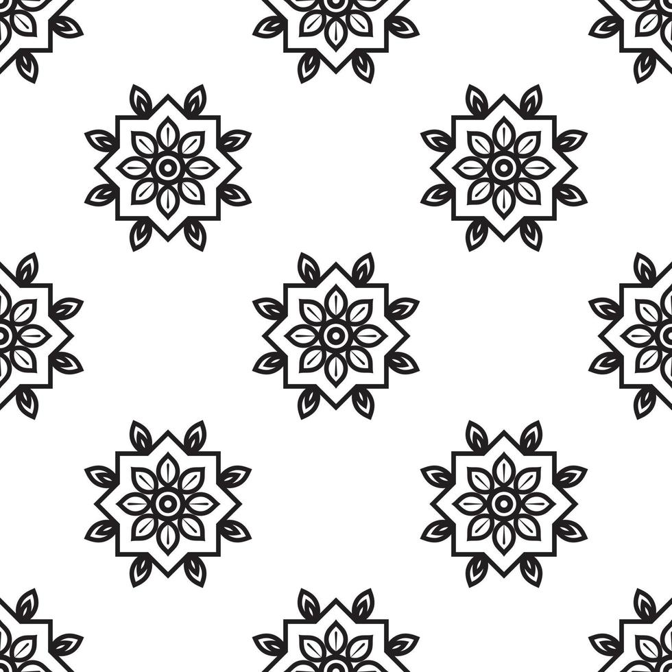 Mandala images Black and white Seamless Pattern. can be used for wallpaper, pattern fills, coloring books, and pages for kids and adults. vector