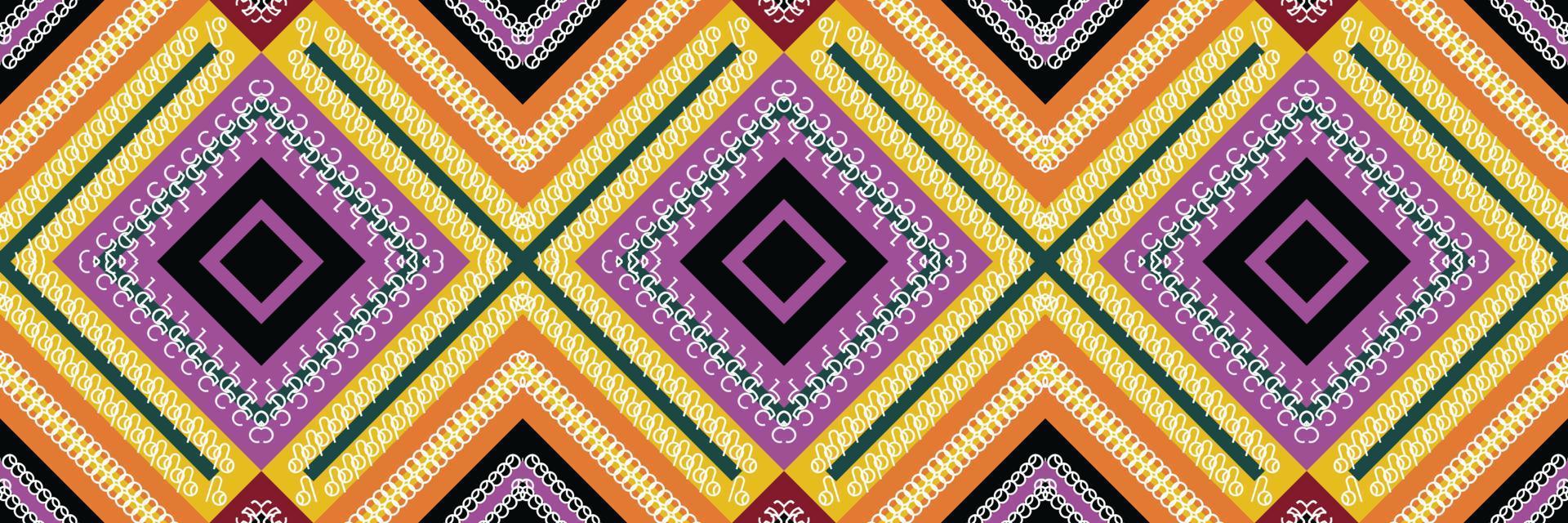 The ethnic design drawing is colorful. Traditional ethnic pattern design It is a pattern created by combining geometric shapes. Design for print. Using in the fashion industry. vector