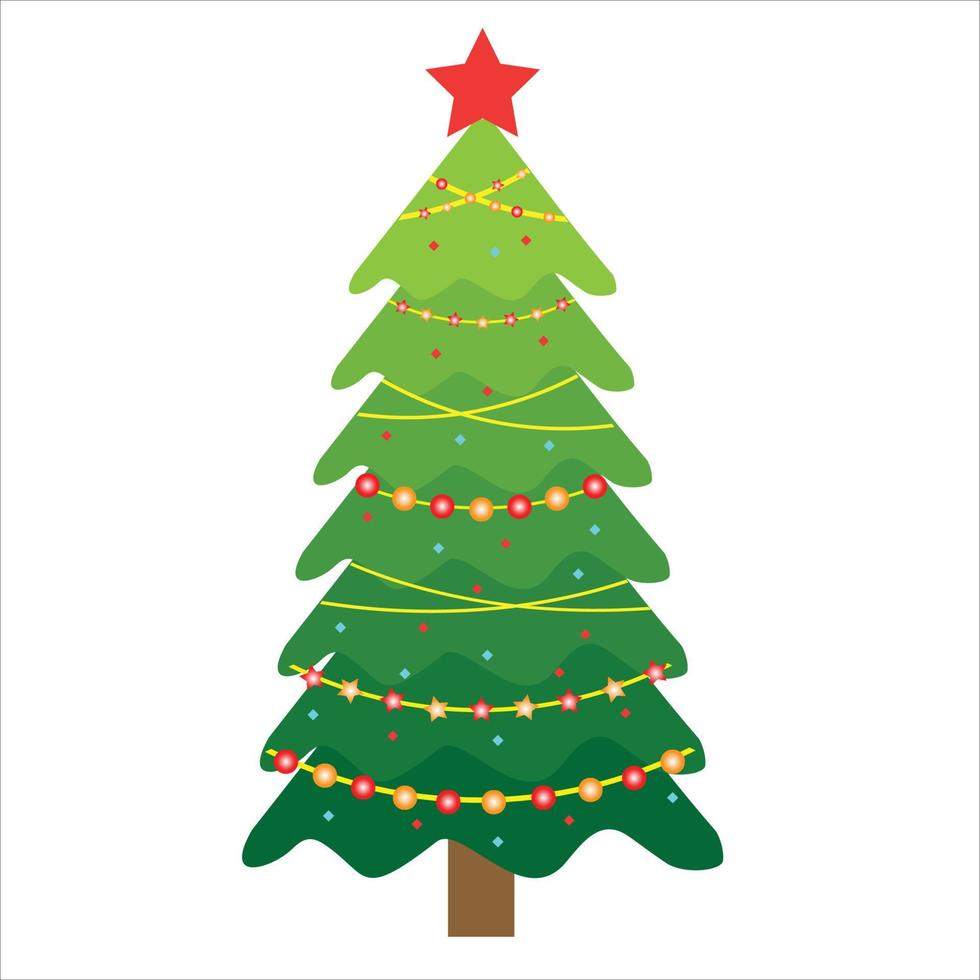 hermoso árbol de navidad elegante vector sobre fondo blanco aislado