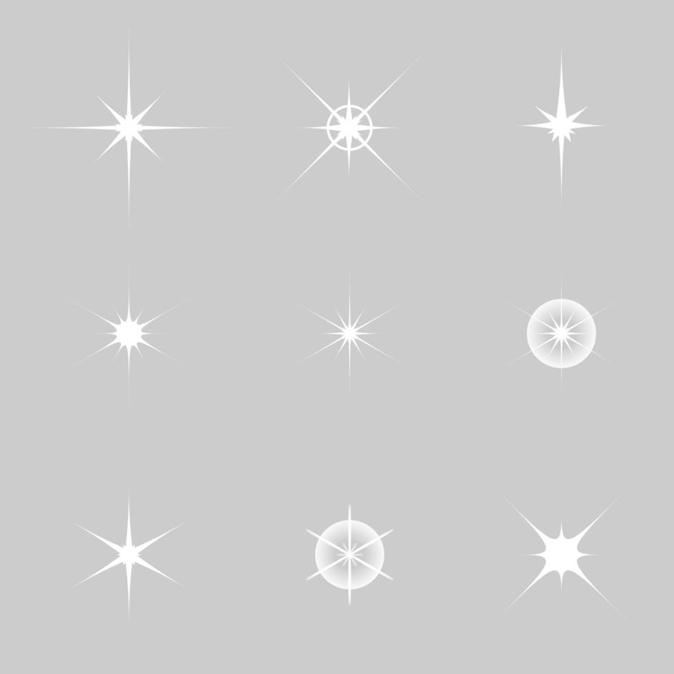 Star bright icon set vector isolated