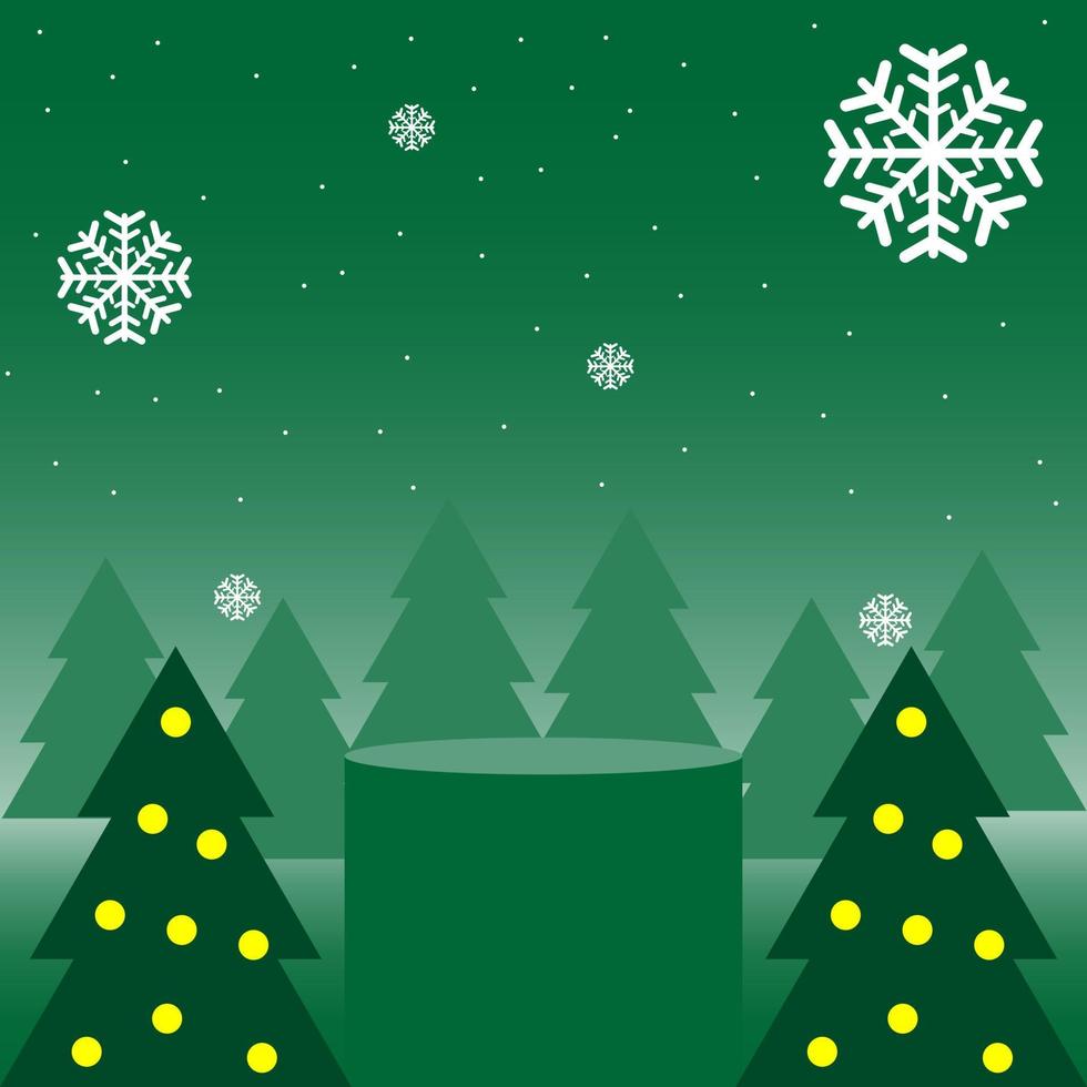 Podium show cartoon snow winter merry christmas concept vector