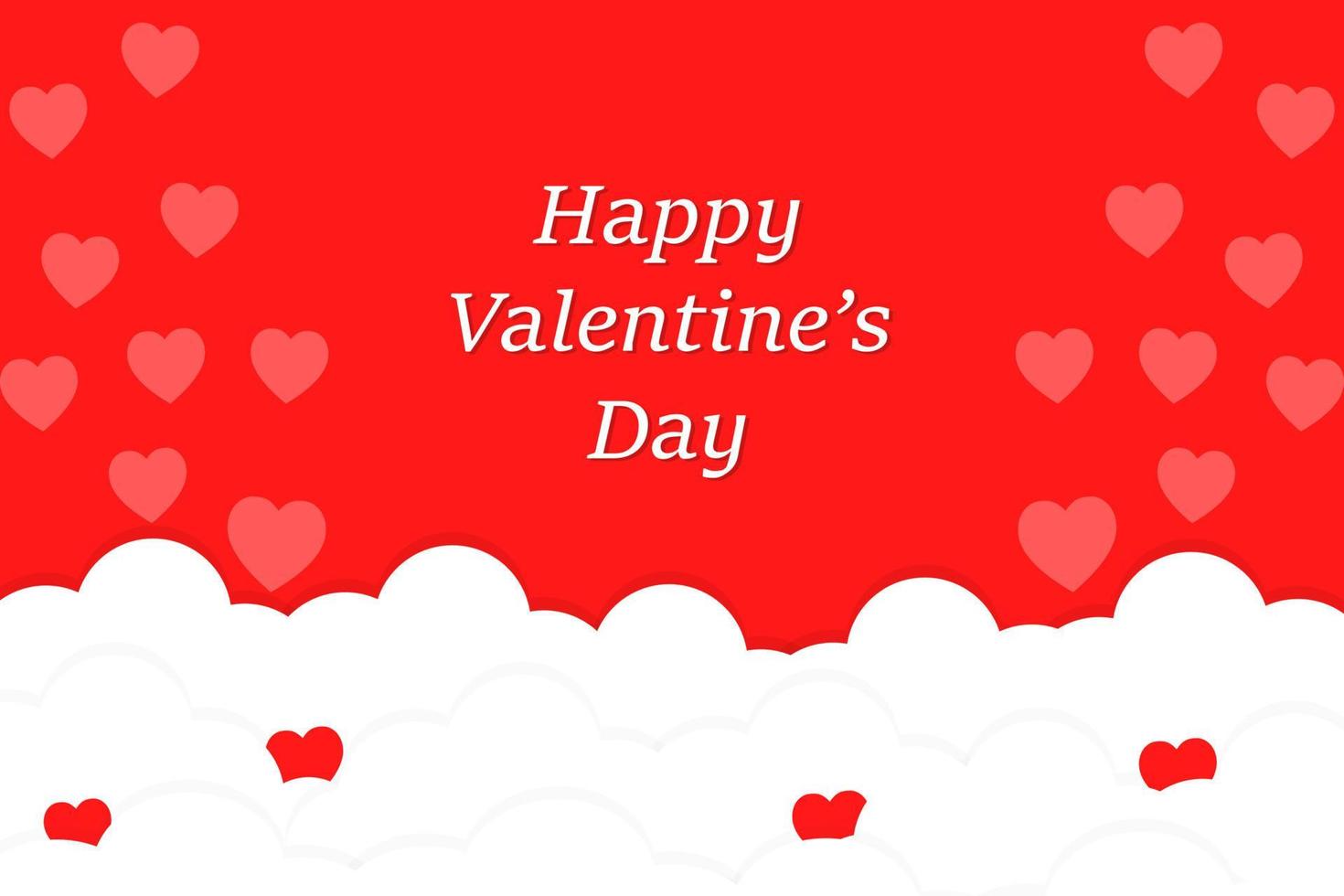 Illustration pink heart shape on clouds with lover valentine day concept vector red card design