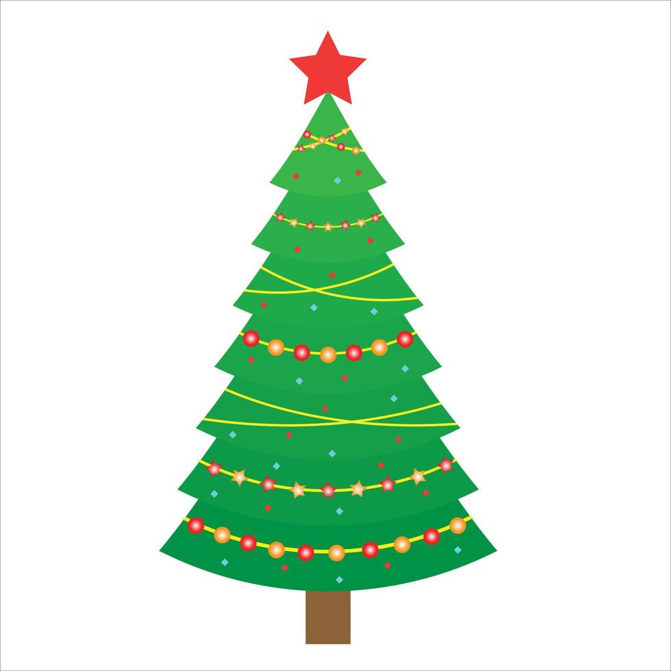 hermoso árbol de navidad elegante vector sobre fondo blanco aislado