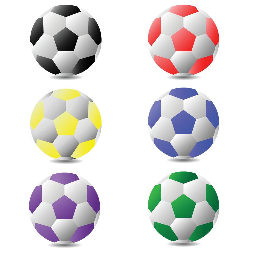 objeto de color de icono de fútbol aislado, muchos colores de balón de fútbol vector