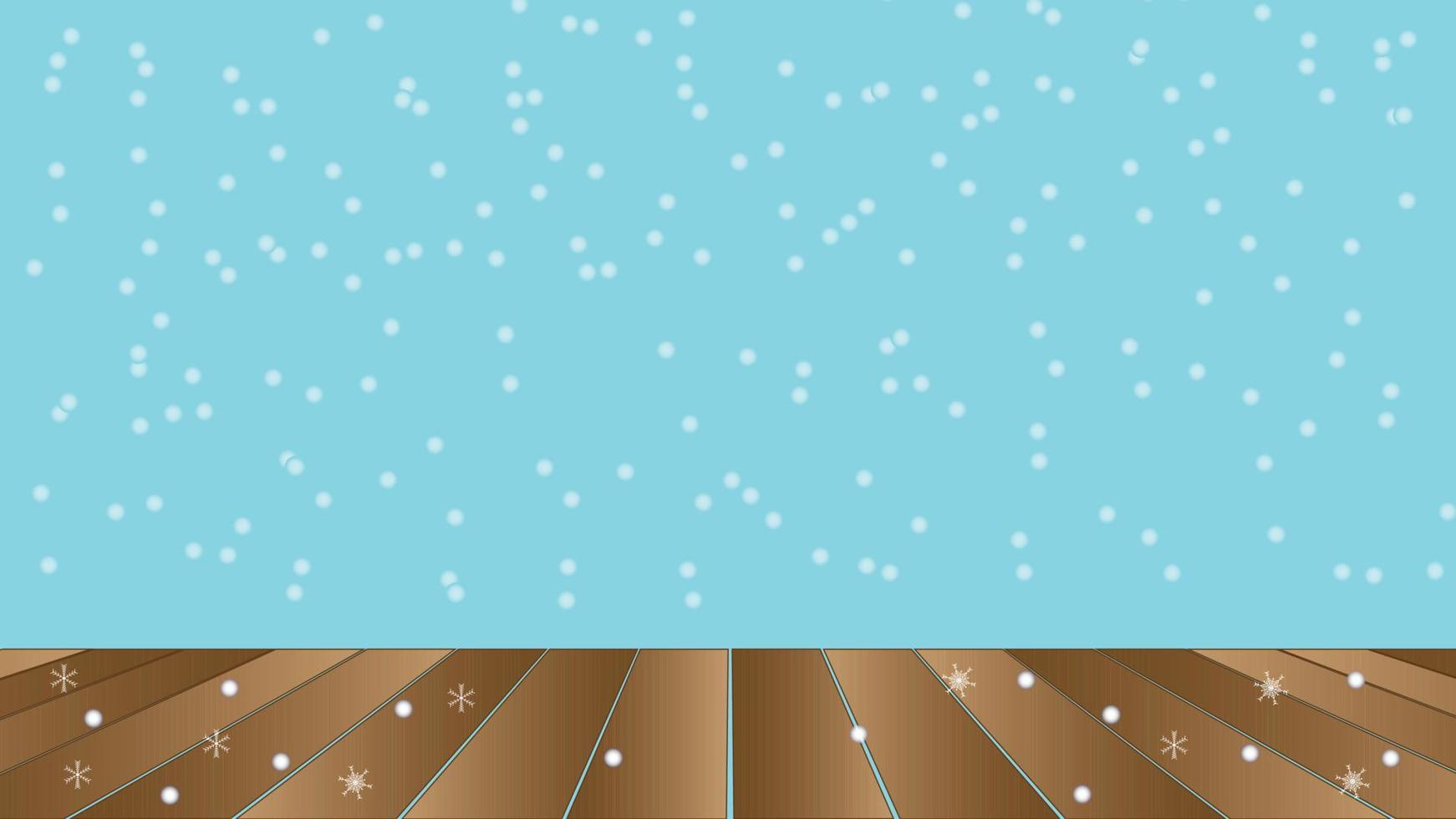 nevadas con desenfoque de luz de estrella con piso de madera para mostrar el producto 3d vector abstracto fondo azul