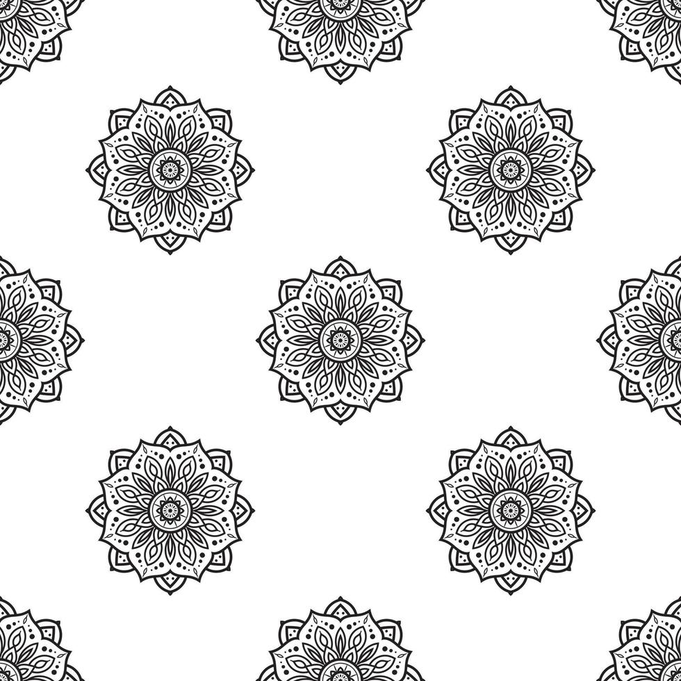 Mandala Black and white Seamless Pattern. can be used for wallpaper, pattern fills, coloring books, and pages for kids and adults. vector