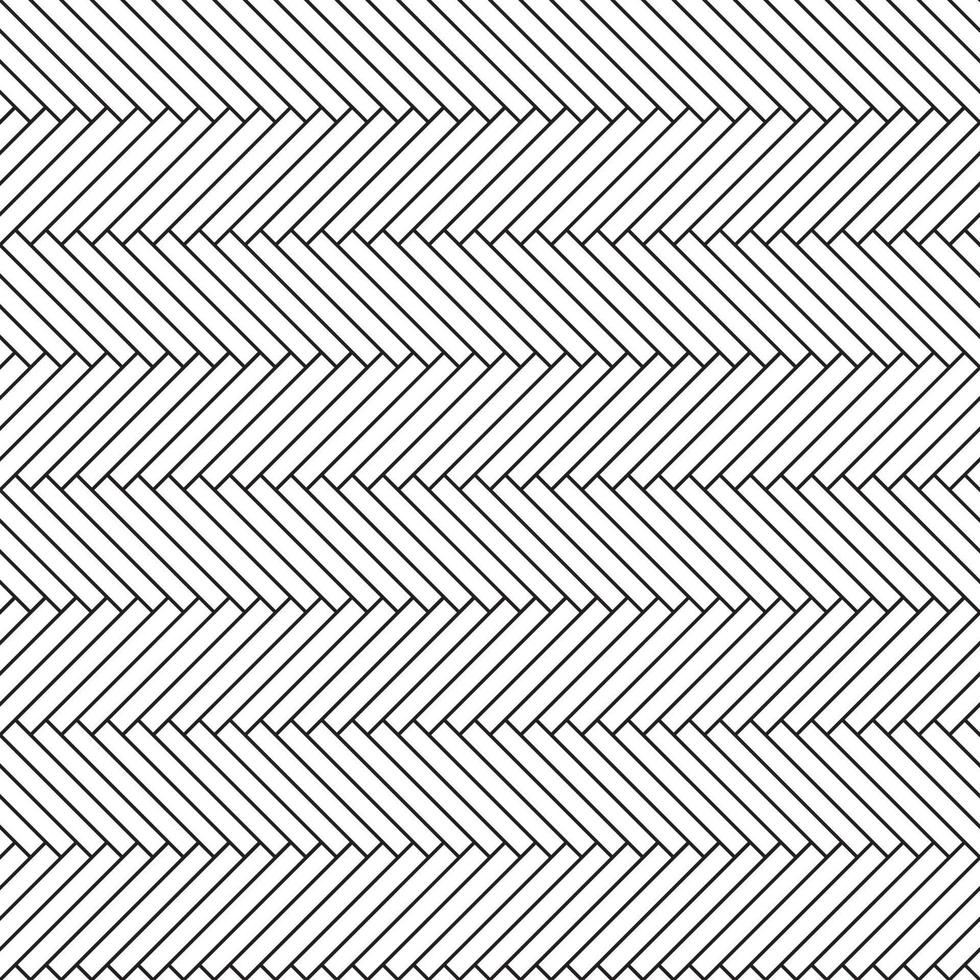 Black line vintage herringbone wooden floor. Vector monochrome seamless pattern. Parquet design texture