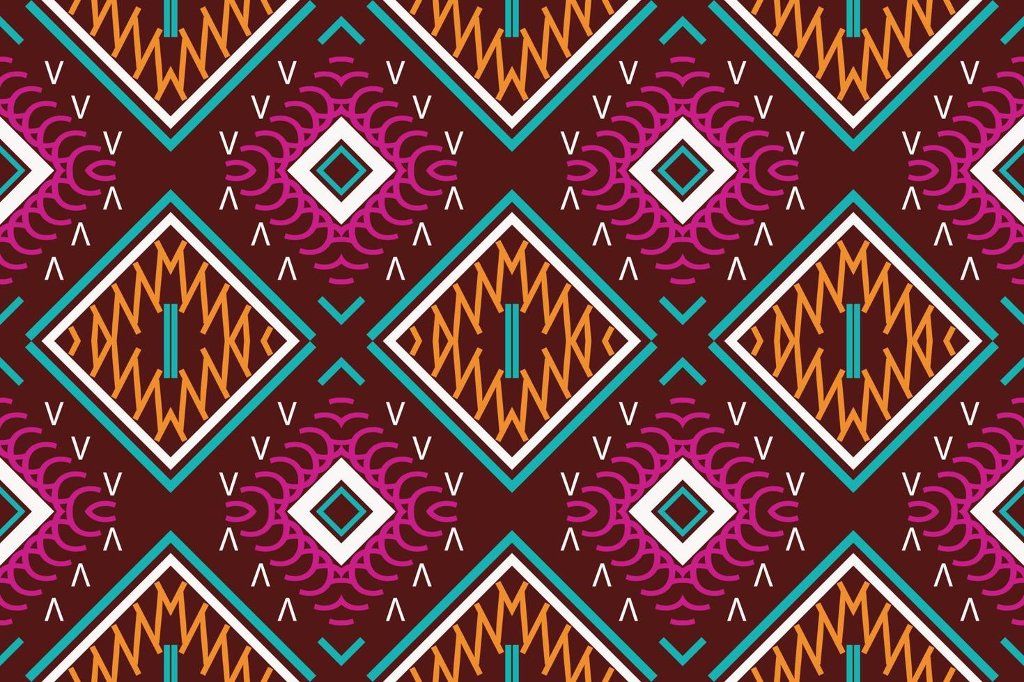 Ethnic Pattern. Ikat Seamless folk embroidery,Geometric ethnic pattern traditional Design It is a pattern created by combining geometric shapes. Design for print. Using in the fashion industry. vector