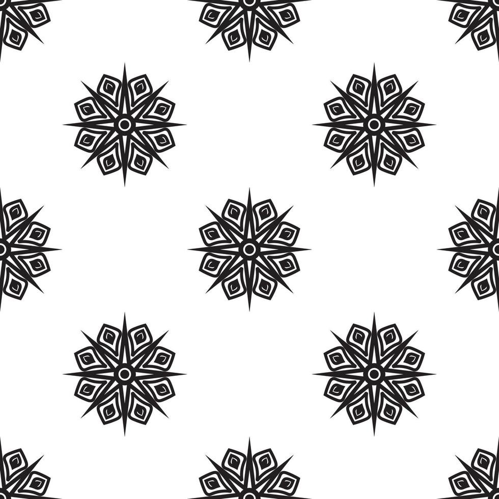 Mandala designs Black and white Seamless Pattern. Hand-drawn background. Islam, Arabic, Indian, and ottoman motifs. Perfect for printing on fabric or paper. vector