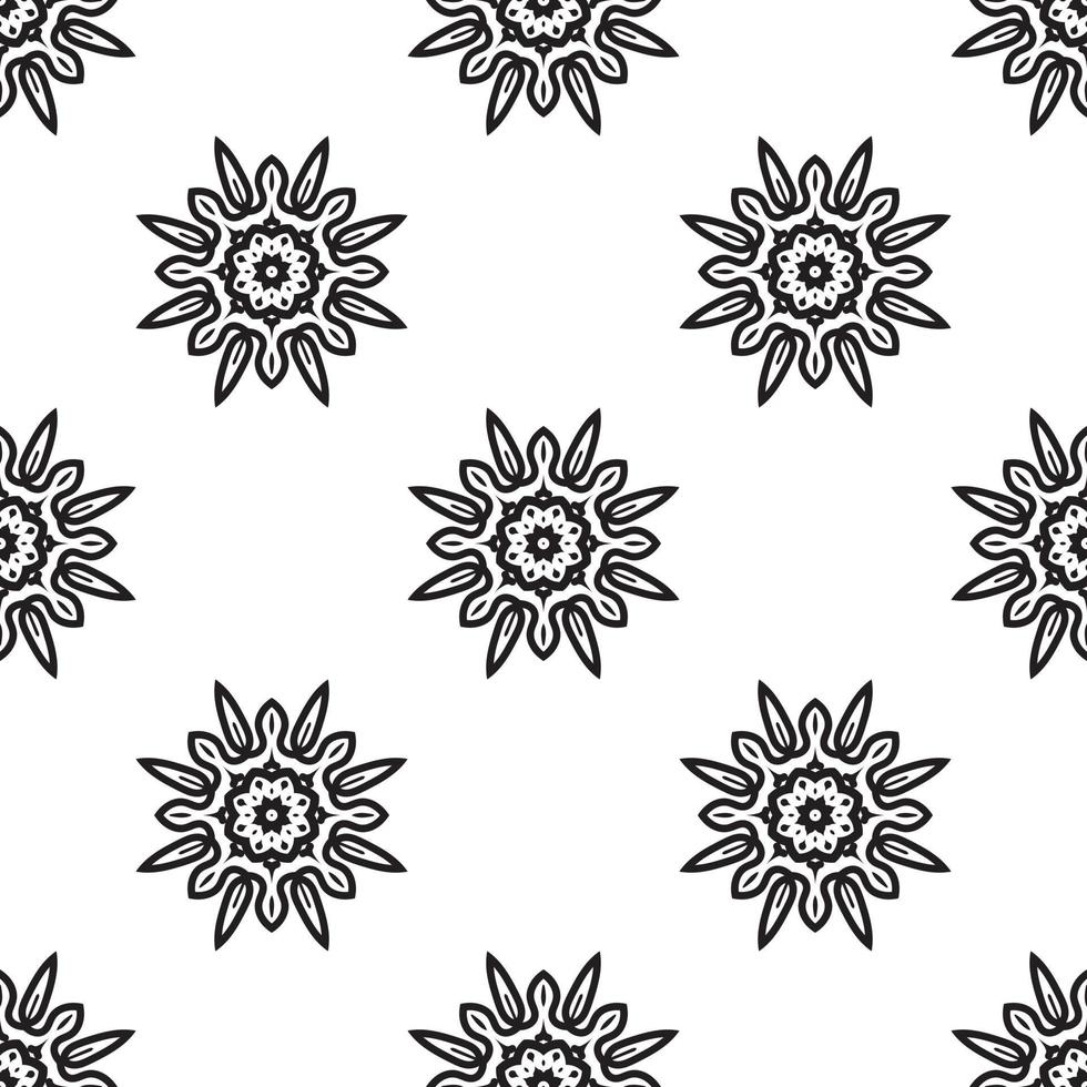 Creative mandala art Black and white Seamless Pattern. Hand-drawn background. Islam, Arabic, Indian, and ottoman motifs. Perfect for printing on fabric or paper. vector