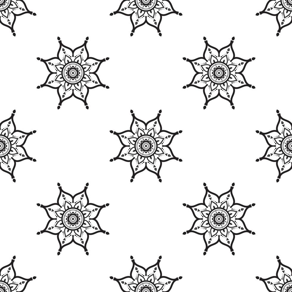 mandala blanco y negro de patrones sin fisuras. fondo dibujado a mano. motivos islámicos, árabes, indios y otomanos. perfecto para imprimir en tela o papel. vector