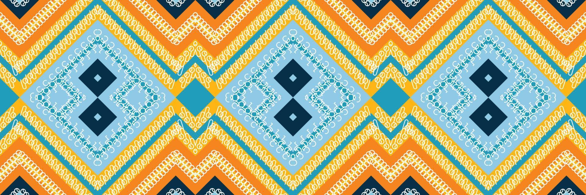 The ethnic design drawing is colorful. Traditional ethnic patterns vectors It is a pattern created by combining geometric shapes. Design for print. Using in the fashion industry.
