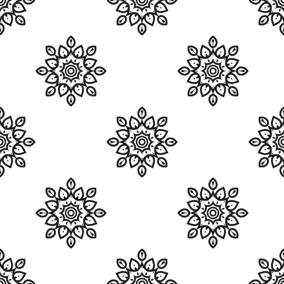 Mandala patterns Black and white Seamless Pattern. Hand-drawn background. Islam, Arabic, Indian, and ottoman motifs. Perfect for printing on fabric or paper. vector