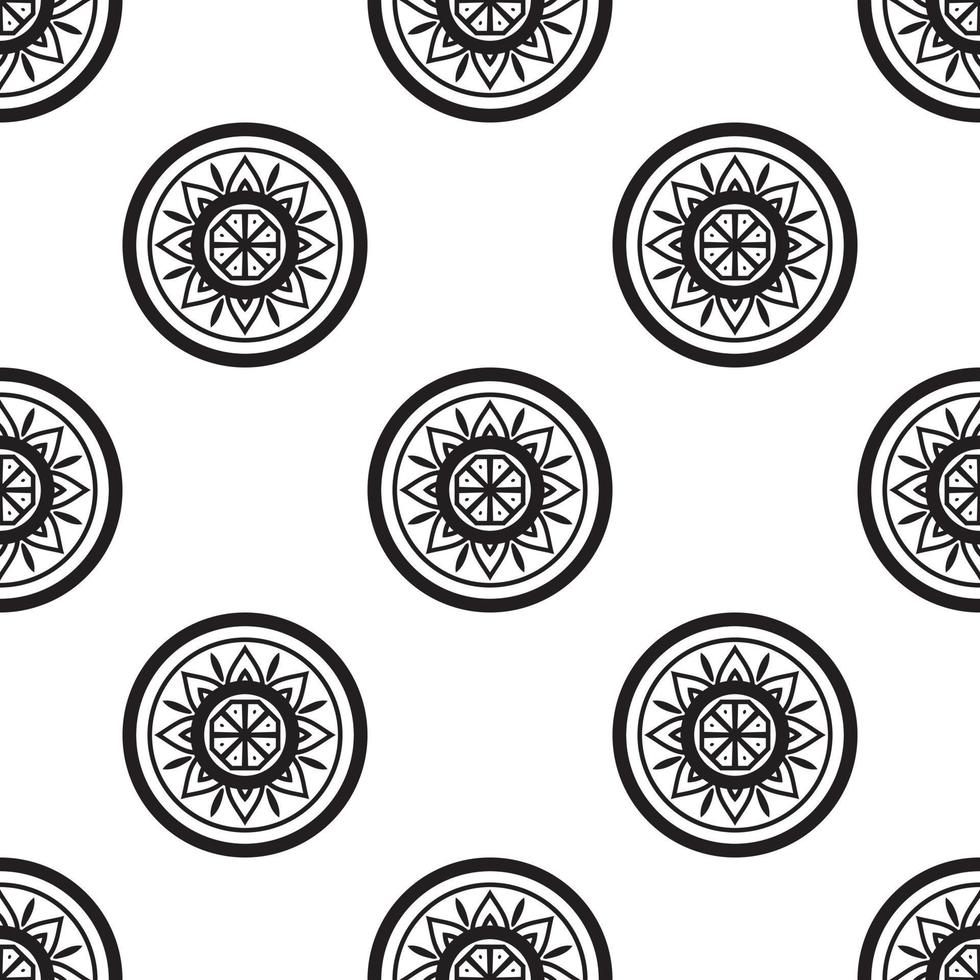 Mandala art Black and white Seamless Pattern. Hand-drawn background. Islam, Arabic, Indian, and ottoman motifs. Perfect for printing on fabric or paper. vector
