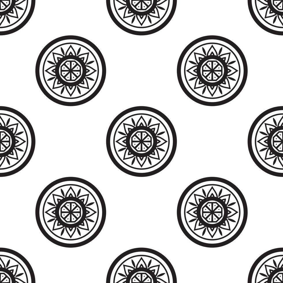 Mandala art Black and white Seamless Pattern. Hand-drawn background. Islam, Arabic, Indian, and ottoman motifs. Perfect for printing on fabric or paper. vector