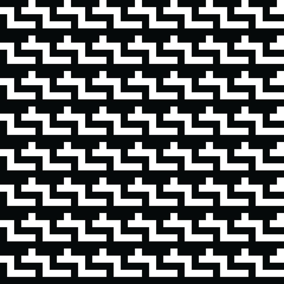 Black and White Vector seamless texture. Modern geometric background. Monochrome repeating pattern with broken lines.