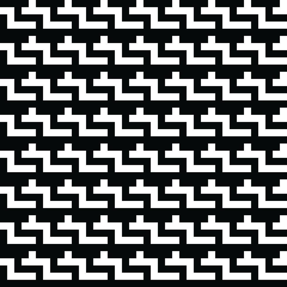 Black and White Vector seamless texture. Modern geometric background. Monochrome repeating pattern with broken lines.