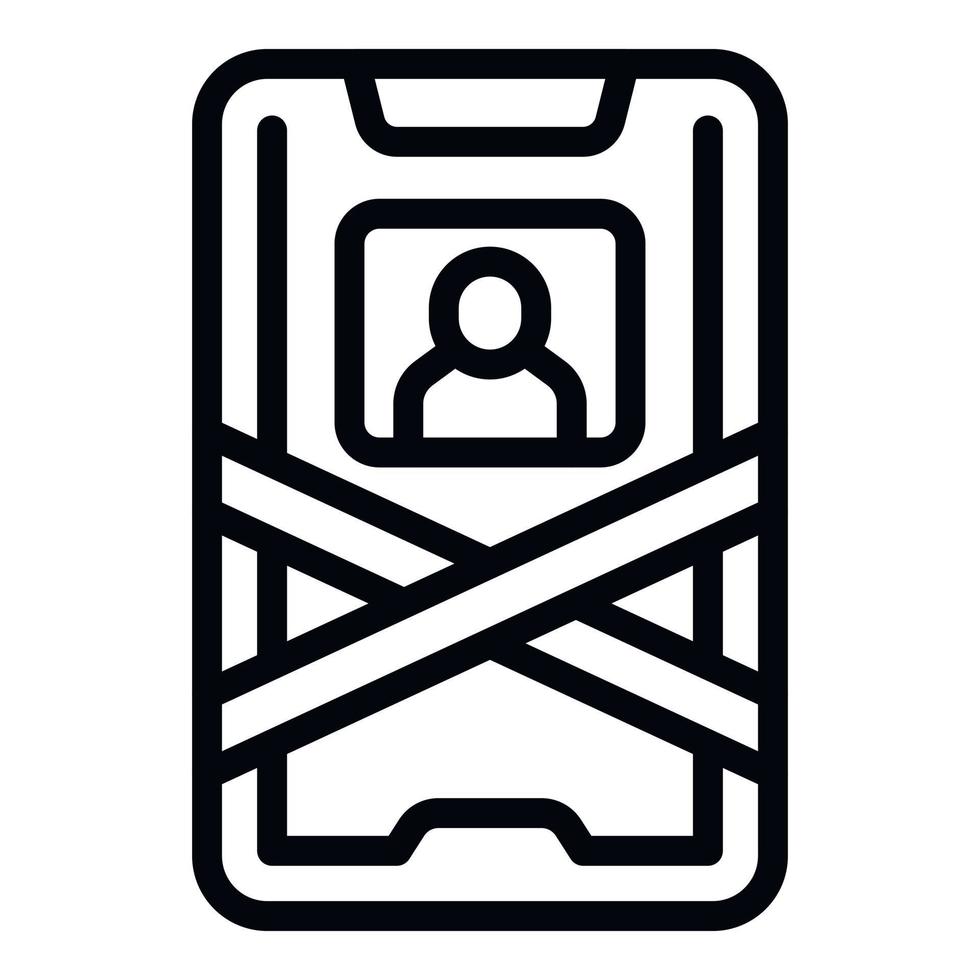 vector de contorno de icono de privacidad de smartphone. eliminando cuenta