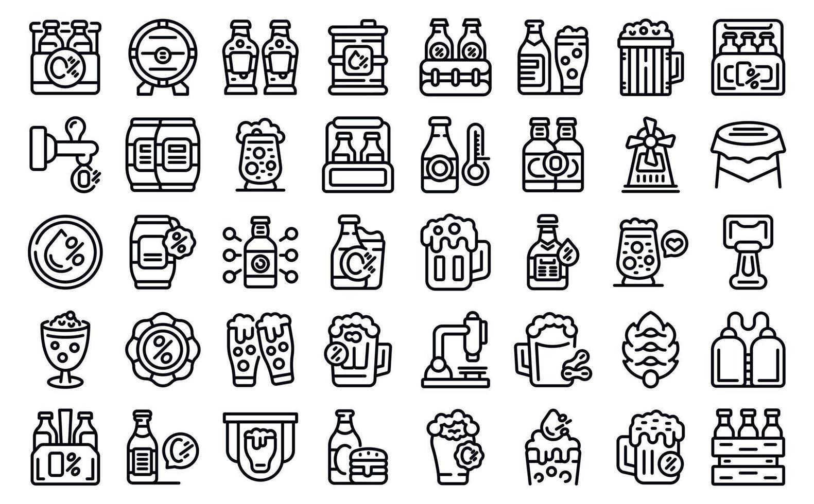Nonalcoholic beer icons set outline vector. Can bottle vector