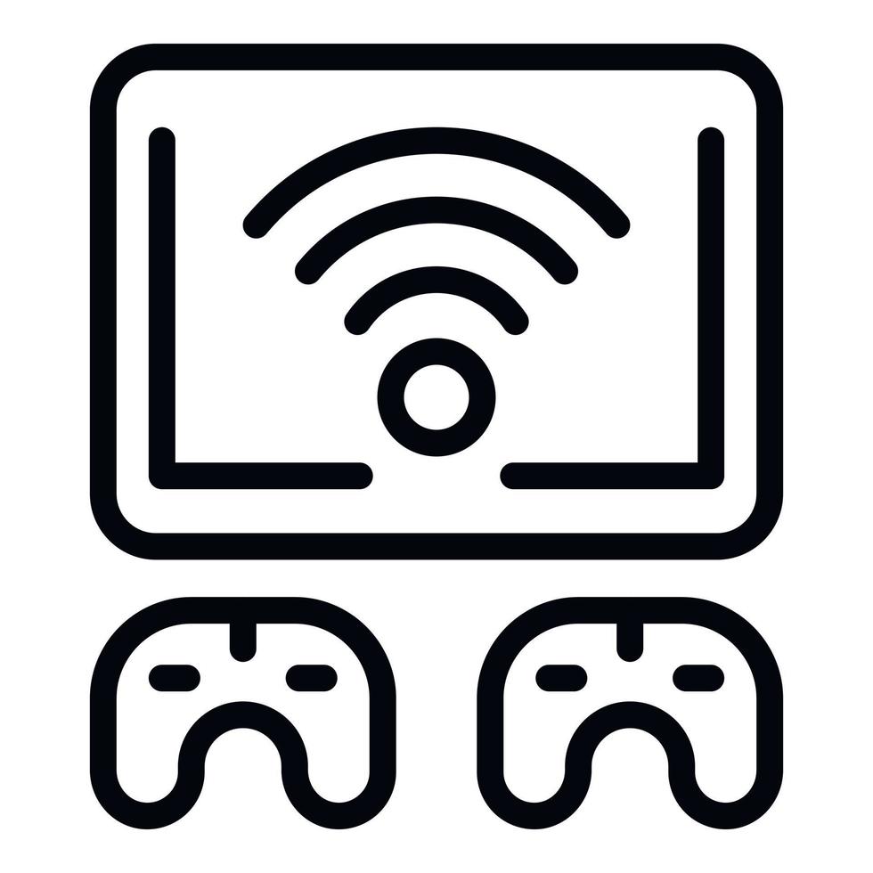 Gamer tv set icon outline vector. Online play vector