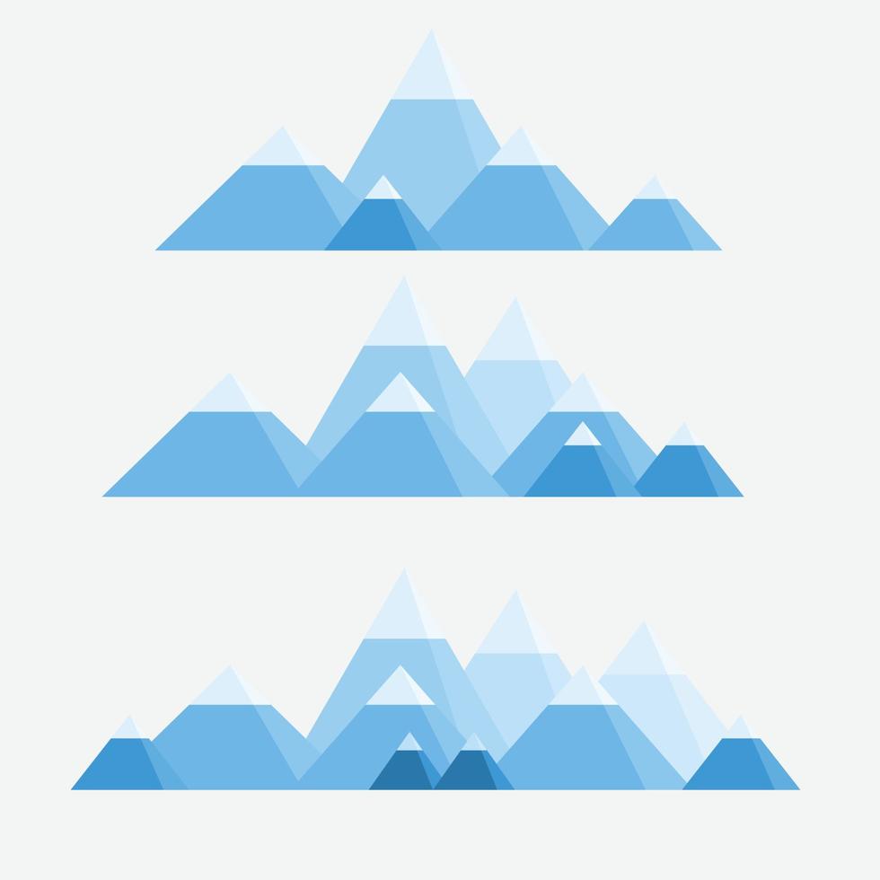 Snow ice mountain hill set vector isolated,Blue valley set