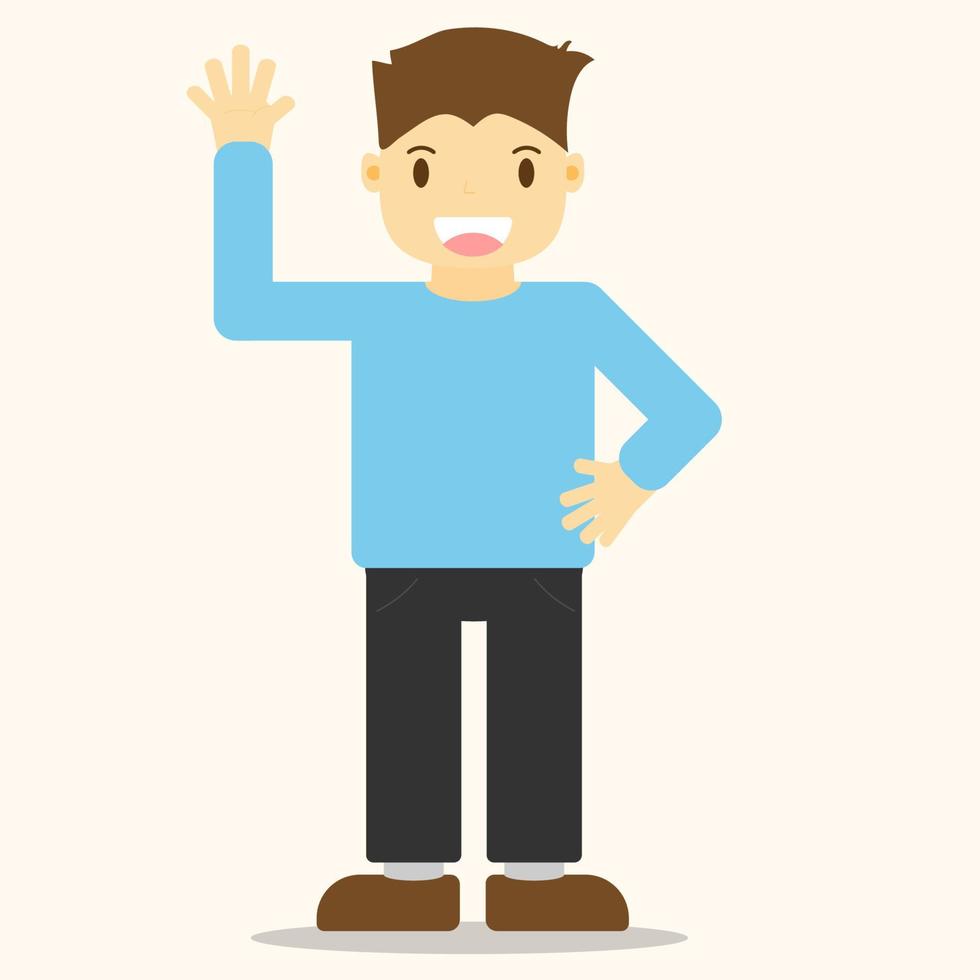 Cheerful man character show hand up hello isolated vector