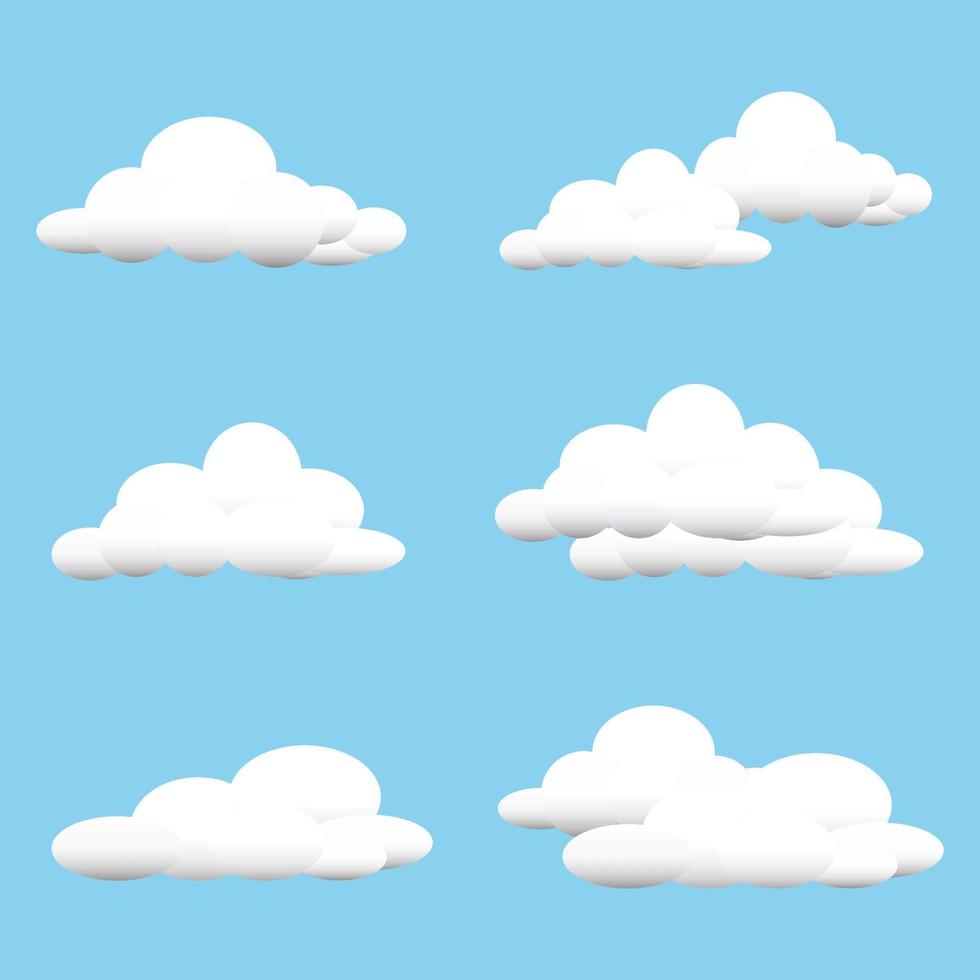 Cartoon clouds isolated on blue sky vector set,white cloud illustration