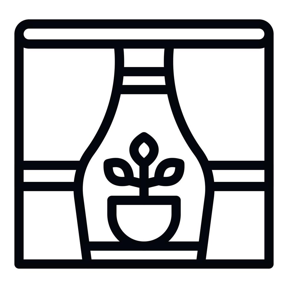 Window flower pot icon outline vector. Home tree vector