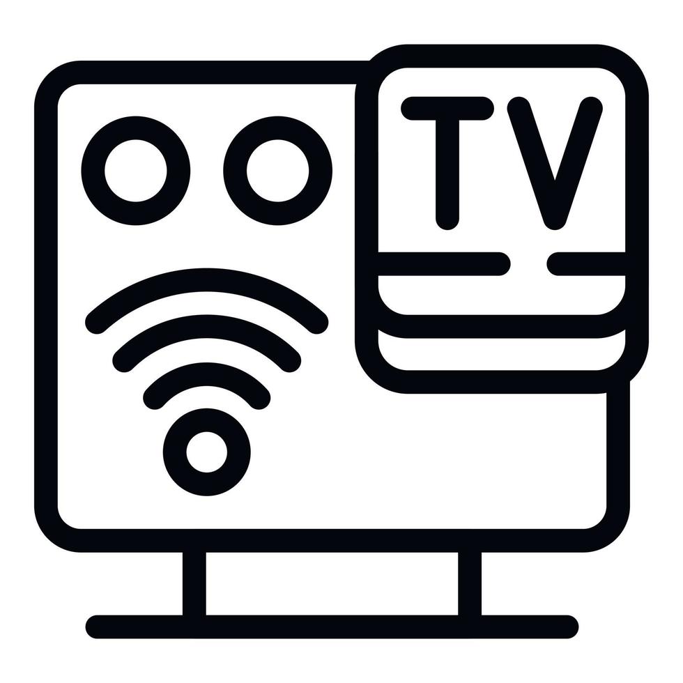 vector de contorno de icono wifi de caja inteligente. televisión en casa