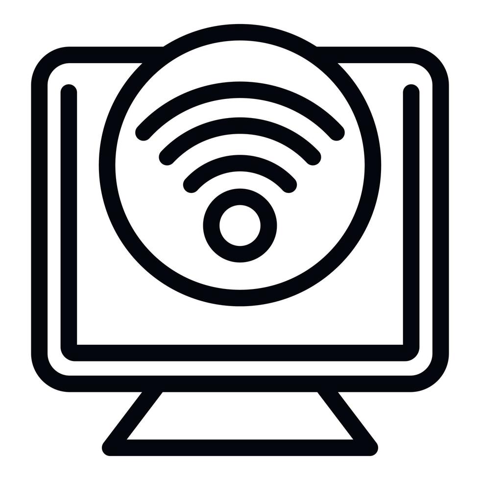 Remote control monitor icon outline vector. Camera wifi vector