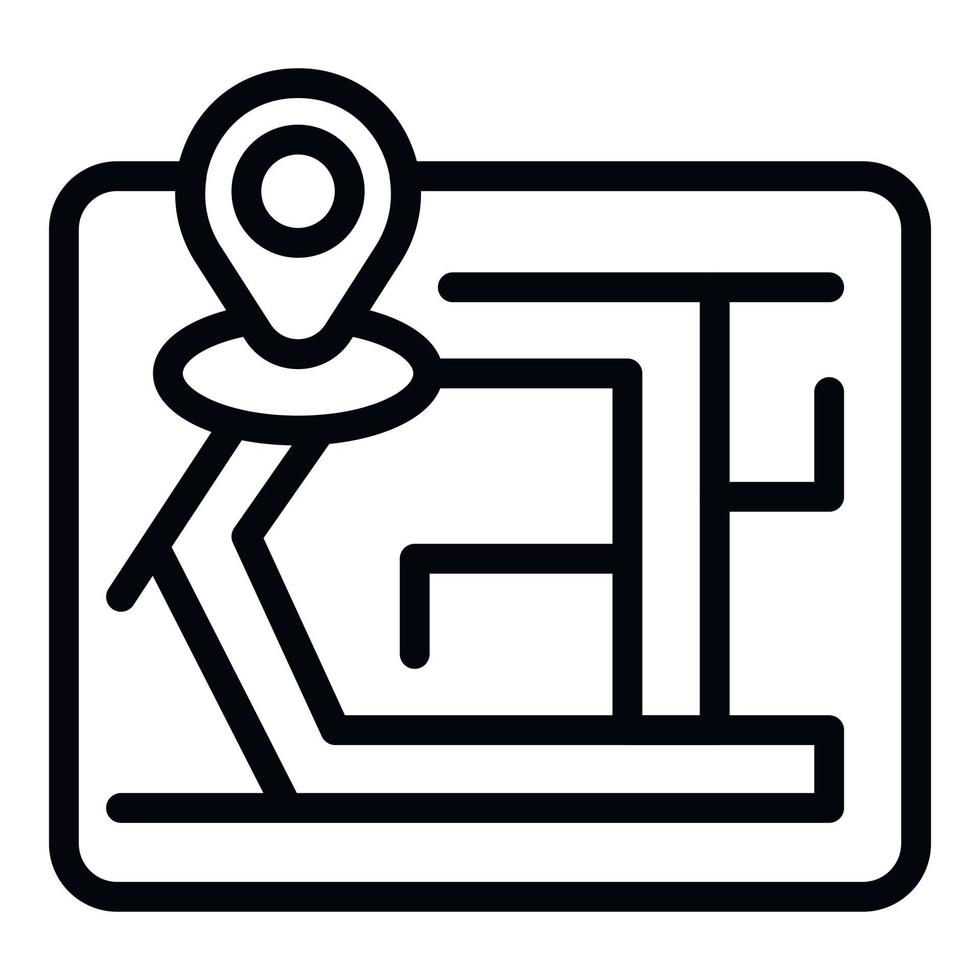 vector de contorno de icono de mapa de verano de viaje. surfista deportivo