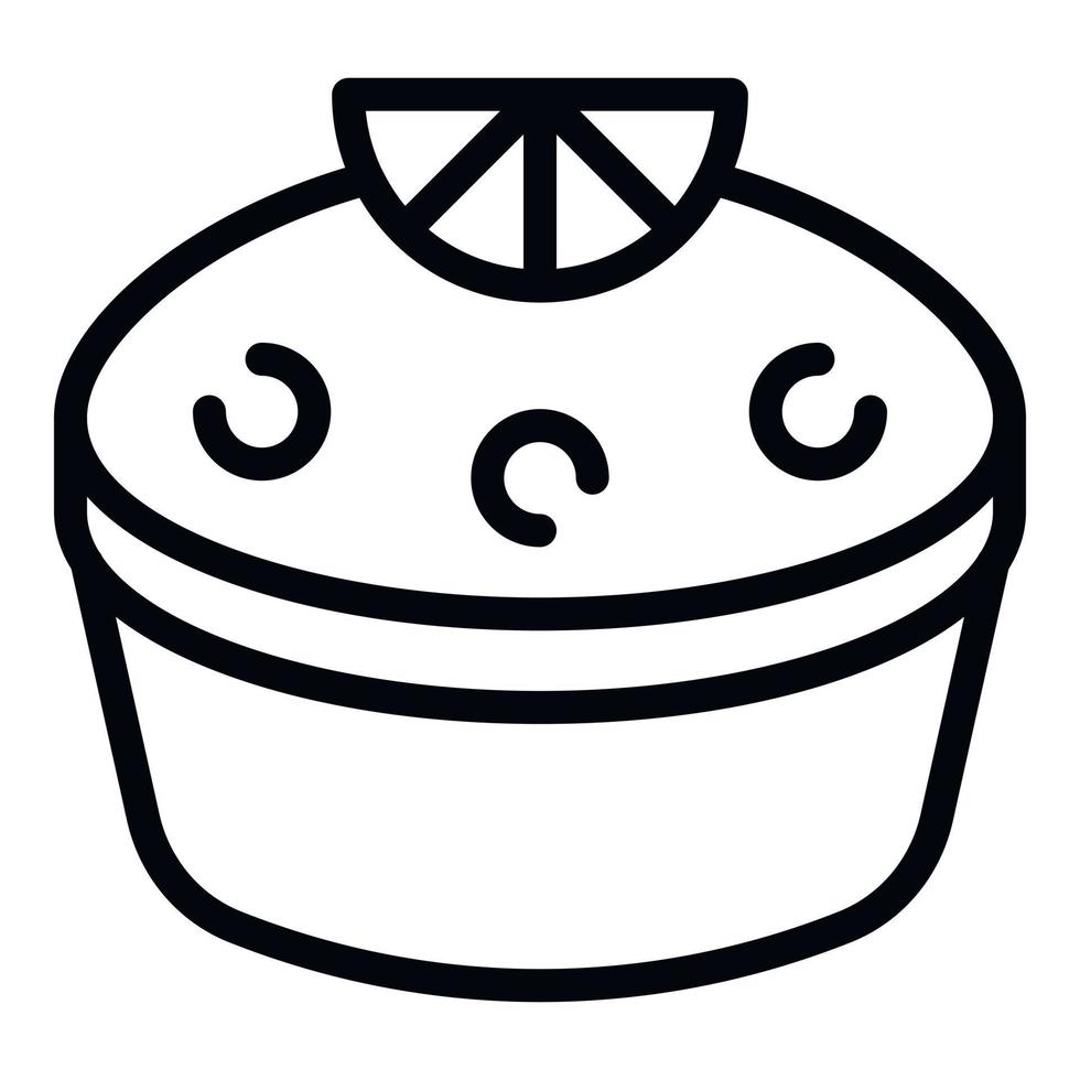 Lemon cake icon outline vector. Cream pie vector