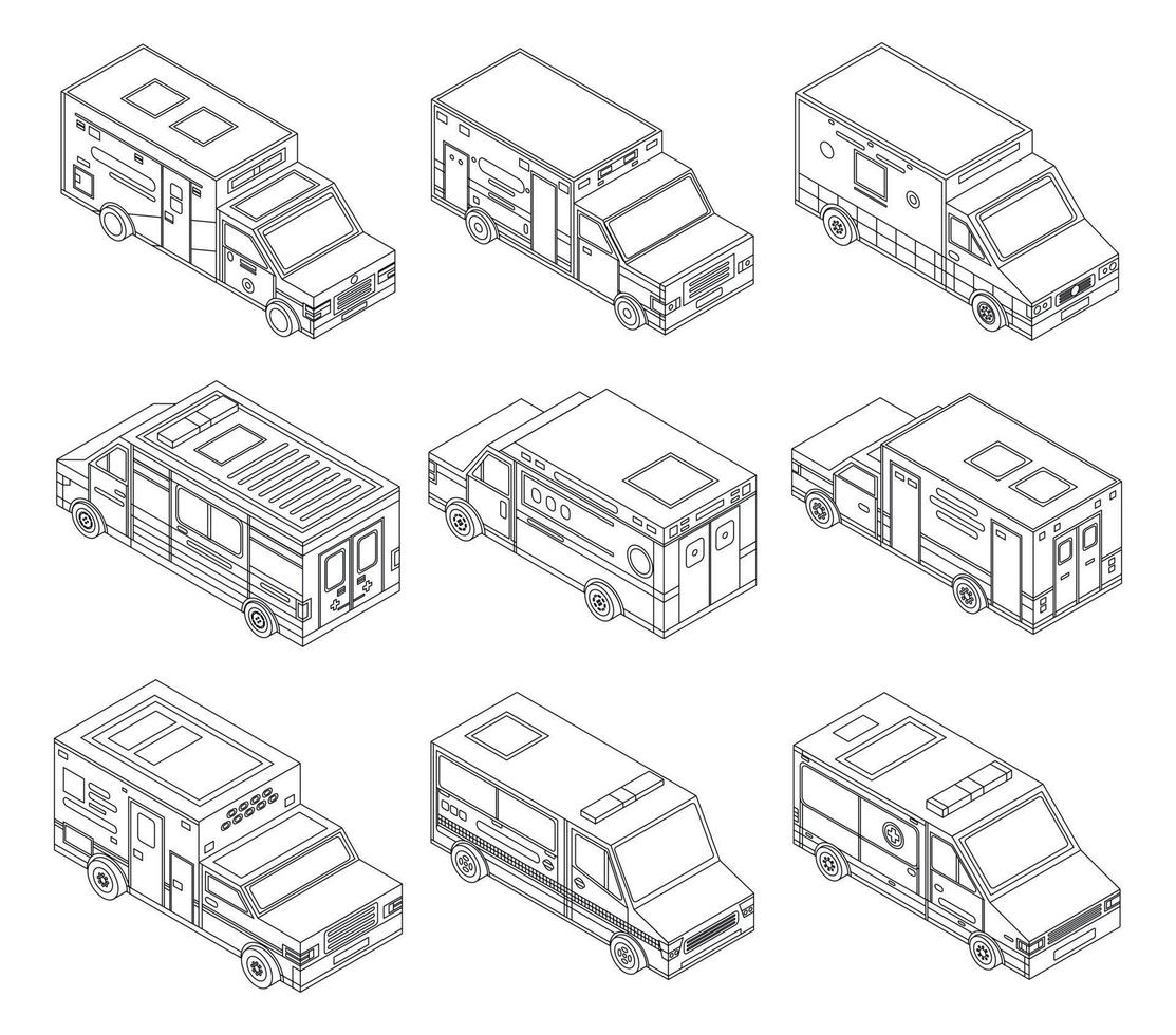 Ambulance icons set vector outline