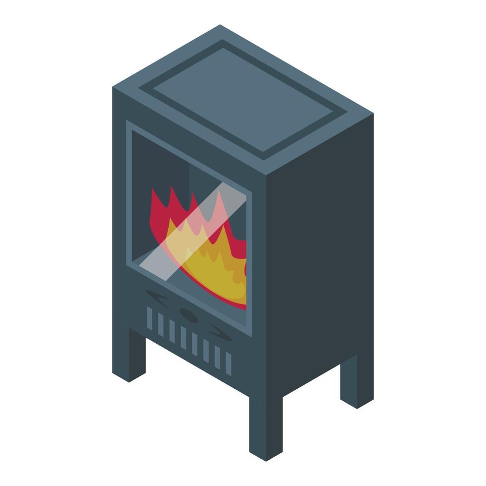 Furnace icon isometric vector. Fire house vector