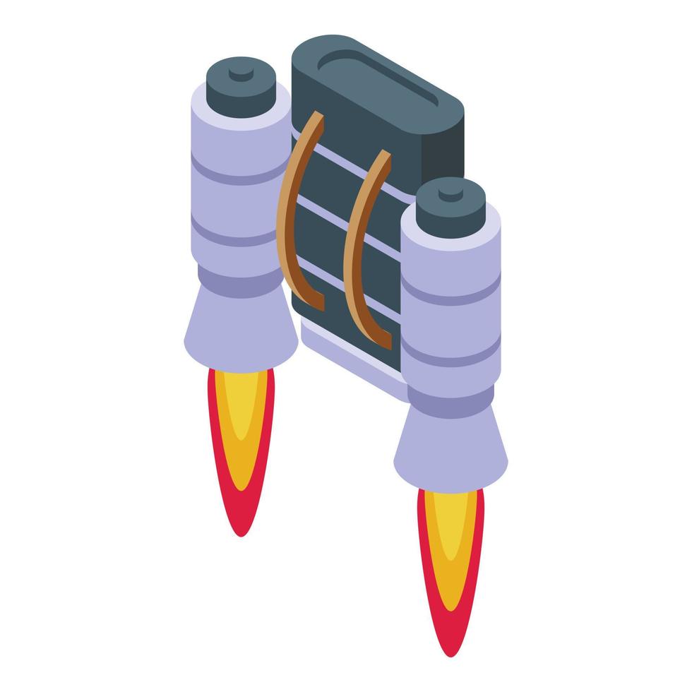 Space jetpack icon isometric vector. Fire jet pack vector