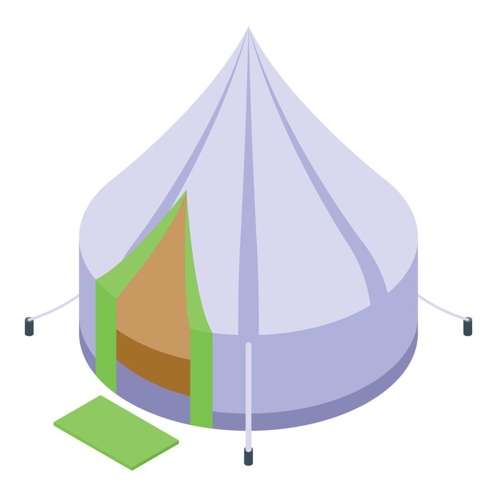 vector isométrico del icono de la tienda glamping. casa del bosque