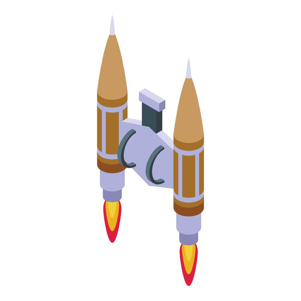 modelo jet pack icono vector isométrico. cohete de fuego