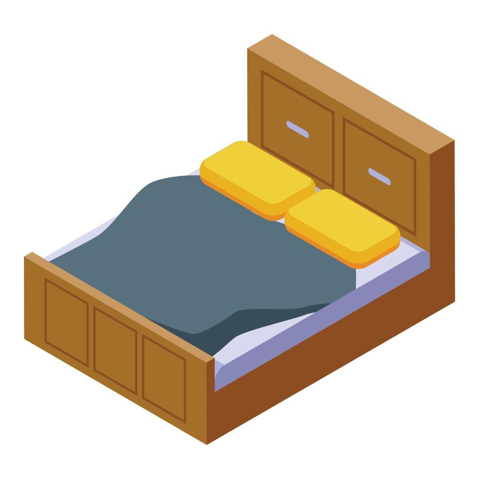 Wood bed icon isometric vector. Furniture manufacture vector