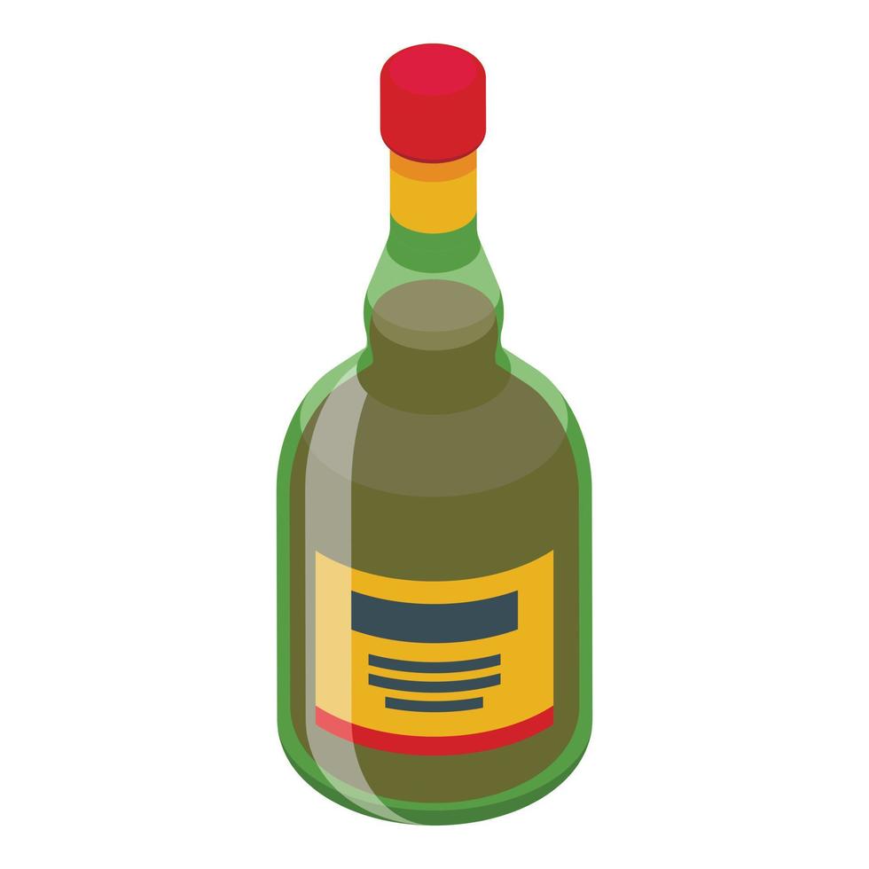 vector isométrico del icono de la botella de vino portugués. comida cocina