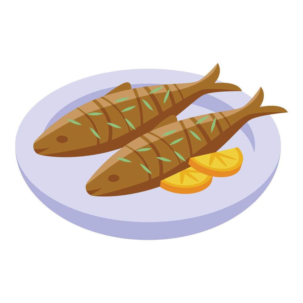 Fried herring fish icon isometric vector. Ocean sardine vector