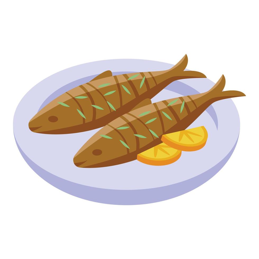 icono de pescado de arenque frito vector isométrico. sardina de mar